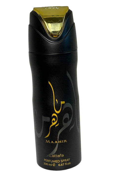 LATTAFA MAAHIR PERFUMED BODY SPRAY FOR MEN 6.67 OZ