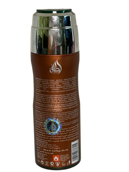 LATTAFA QAA'ED AL SHABAAB UNISEX PERFUMED BODY SPRAY 6.67 OZ